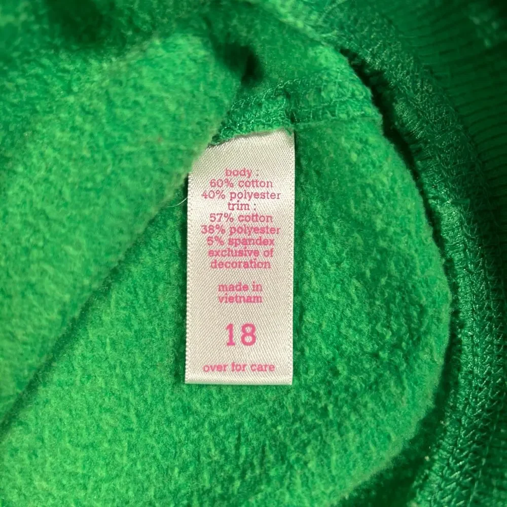 Justice Smiley Face‎ Hoodie Kids Size 18 Green